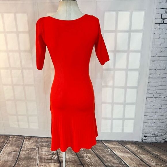 Karen Millen orange wool blend belted short sleeve knit dress size 2 - Picture 5 of 10